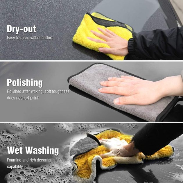 Microfiber Towel (Imported) – Microfiber Cleaning Cloth 40x40 cm (800 GSM approx.) – Double Side Towel for Automobile Care and Bike Care – Towel Cloth for Bike Cleaning - Image 2