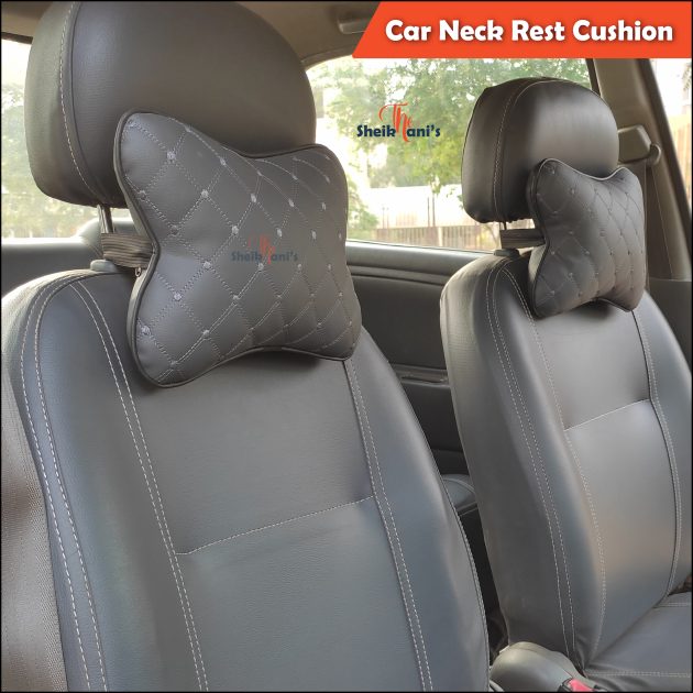 2 Pcs Car Seat Head Neck Rest Cushion / Breathable Auto Head Neck Rest Cushion / Butterfly Neck Rest Cushion / Car Neck Pillow with Ball Fiber Filling / PU Leather with embroidery / Car Headrest - Image 2