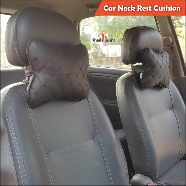2 Pcs Car Seat Head Neck Rest Cushion / Breathable Auto Head Neck Rest Cushion / Butterfly Neck Rest Cushion / Car Neck Pillow with Ball Fiber Filling / PU Leather with embroidery / Car Headrest