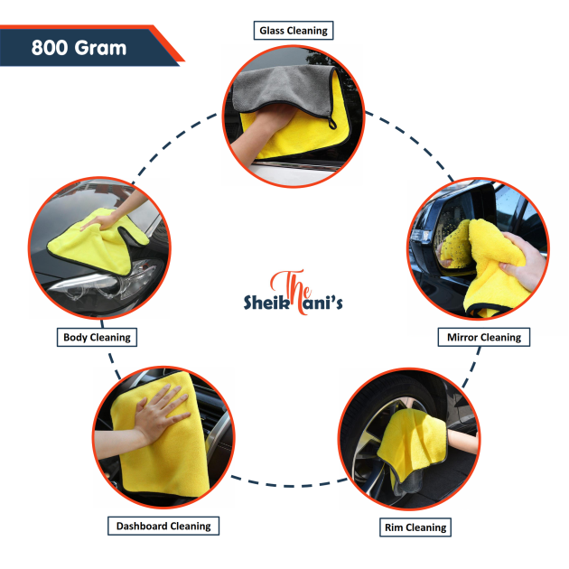 Microfiber Towel (Imported) – Microfiber Cleaning Cloth 40x40 cm (800 GSM approx.) – Double Side Towel for Automobile Care and Bike Care – Towel Cloth for Bike Cleaning - Image 3