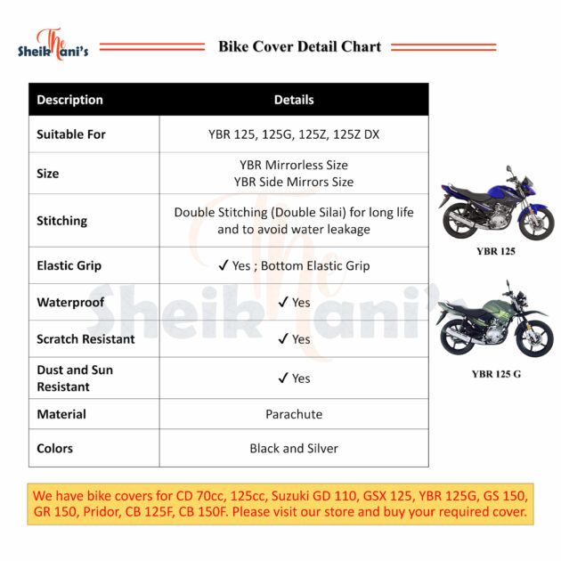 Yamaha YBR 125 Cover - Waterproof Bike Cover - Dust Proof and Dirt Proof YBR 125 G cover - Protects your bike color from fading - Sun Protection - Image 2