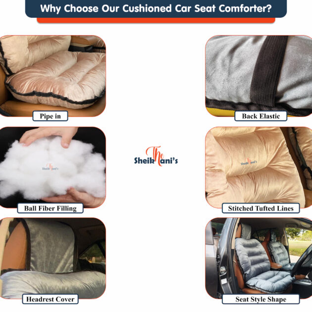 Car Seat Cushion (1 pc) - Car Seat Comforter to relieve fatigue - Car Interior Accessories - Velvet Car Seat Cushion with seat style shape - Cushioned Seat cover for drivers and travelers - Back Support - Image 6