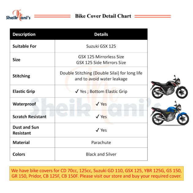 Suzuki GSX 125 Cover - Waterproof Bike Cover - Dust Proof and Dirt Proof GSX 125 Cover - Protects your bike color from fading - Sun Protection - Image 2