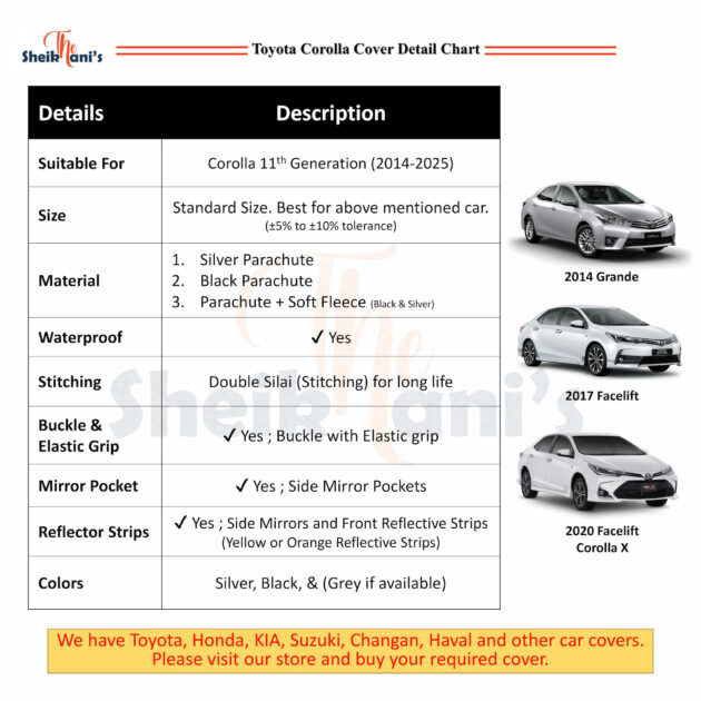 Toyota Corolla Cover - Corolla Top Covers - Dust proof Car Cover & Dirt Proof - Made from quality car cover fabric to save the car - Image 2